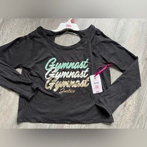 Justice Black Long Sleeve Gymnast Tee